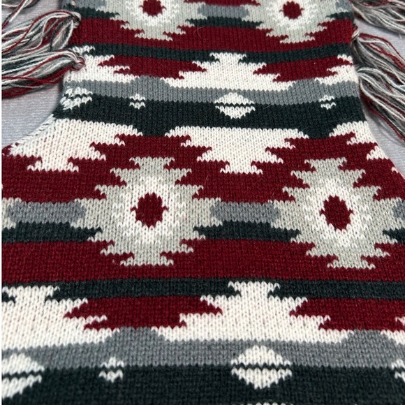 Southwestern Knit Christmas Stockings Fringe Aztec Pattern Holiday Decor Set - Picture 6 of 11
